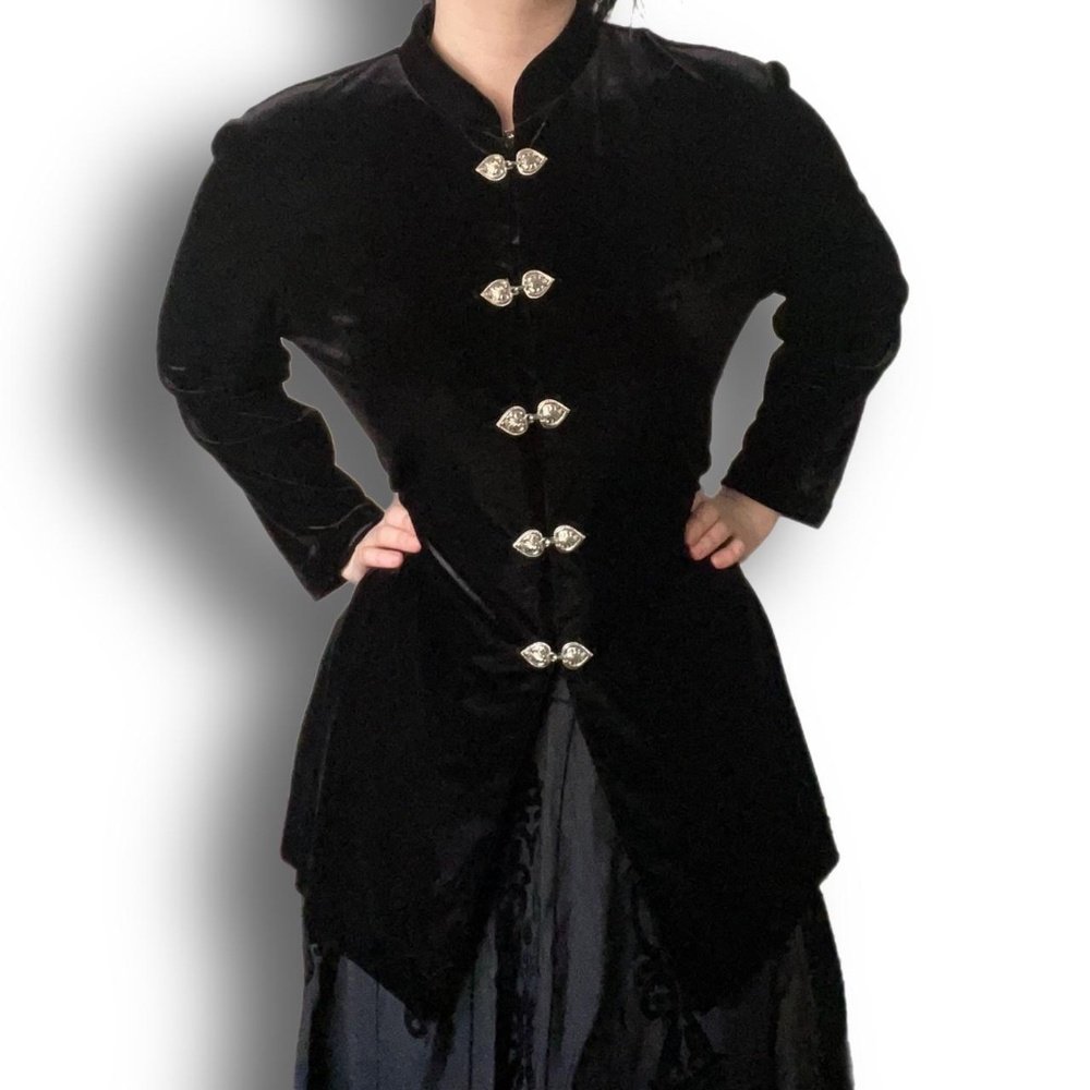 vintage velvet jacket with silver clasps